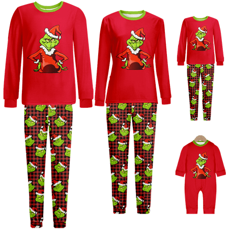 

Family Matching Christmas Pajamas Sleepwear Set Christmas Santa Monster Cartoon Print Sizes for Adult-Kids-Baby-Pet 2-Piece Top and Pants Bodysuits Pajamas Sets