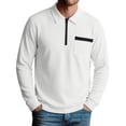 thumbnail image 2 of sdhkgrrt Men's Collared Long Sleeve Zipper Pullover Fall Winter Casual Basic Tops Fashion Trendy Work Business Outfits Clothes, White S, 2 of 6
