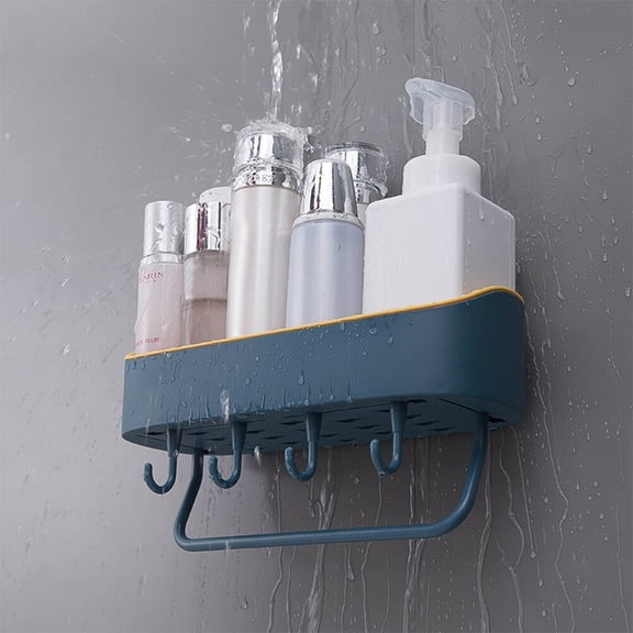 GOOHOCHY Self-Adhesive Wall-Mounted Storage Rack Organizer for Kitchen and Bathroom, Drain Shelf in