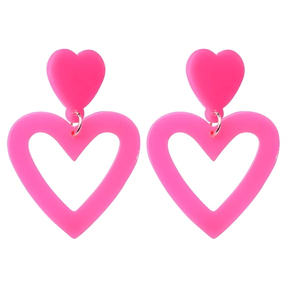 DESIGNICE Pink Love Heart Acrylic Dangling Earrings for Women Gold Plated Dainty Hypoallergenic Jewellery Earrings,Pink Earrings,Dainty Earrings,Heart Earrings for Women