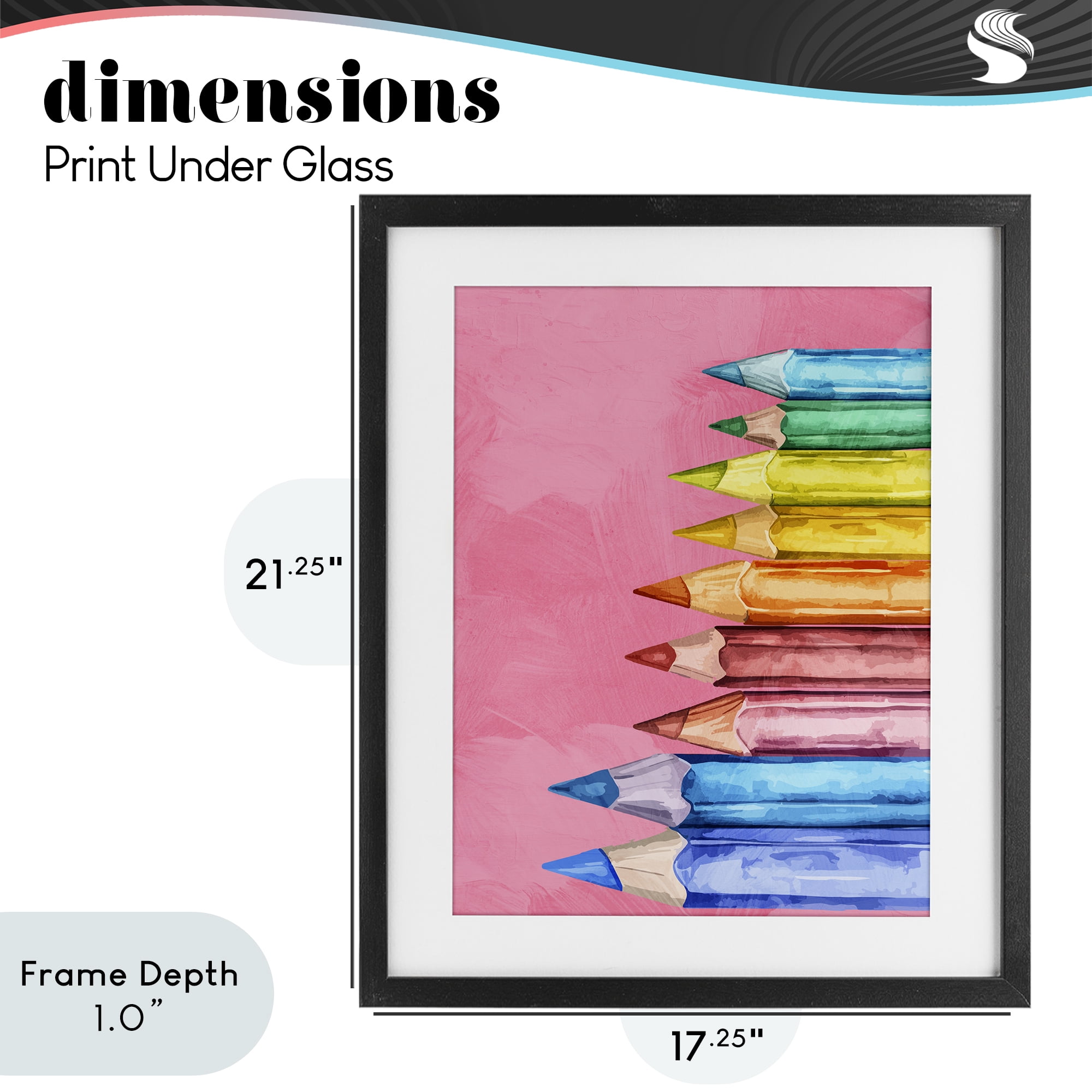Stupell Industries Vibrant Pencils on Pink Black Framed Print Under Glass, design by Kim Allen