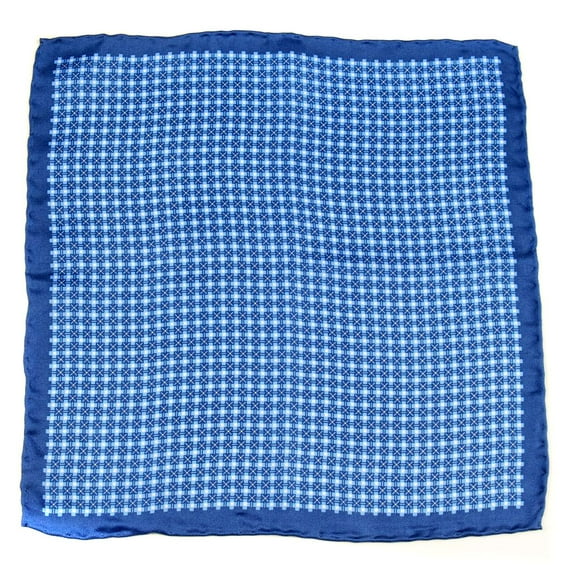 BuyYourTies - PS-Z-31 - Mens Aficionado Silk Pocket Square - Blue White