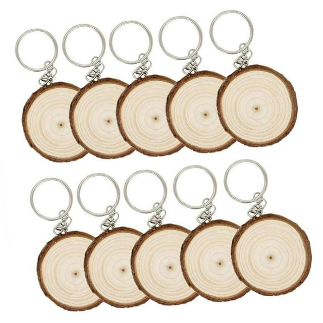 10 llaveros de madera sin terminar, estilo vintage, para bolso de coche. 2 cm a 3 cm