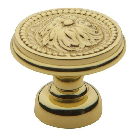 Baldwin 4929.030.BIN Ornamental Design 1-Inch Diameter Cabinet Knob, Polished Brass - Lacquered