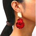 thumbnail image 2 of Pendientes largos bohemios de verano con pétalos de rosa de acrílico, pendientes colgantes de flores exageradas, pendientes con borlas florales para mujeres y niñas, ideales para f, 2 of 5