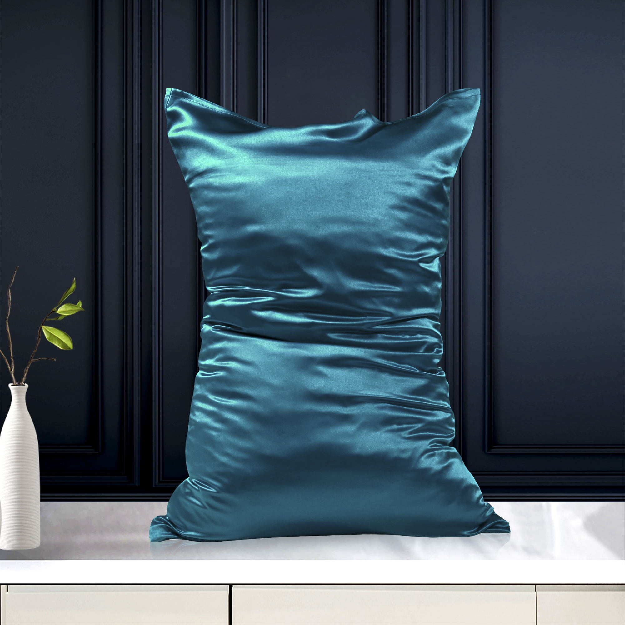 PiccoCasa 1 Pc 19 Momme Silk Pillowcase for Hair and Skin, Standard Peacock Blue
