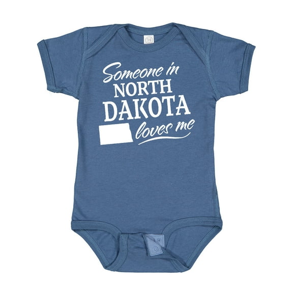 Inktastic Someone in North Dakota Loves Me Boys or Girls Baby Bodysuit