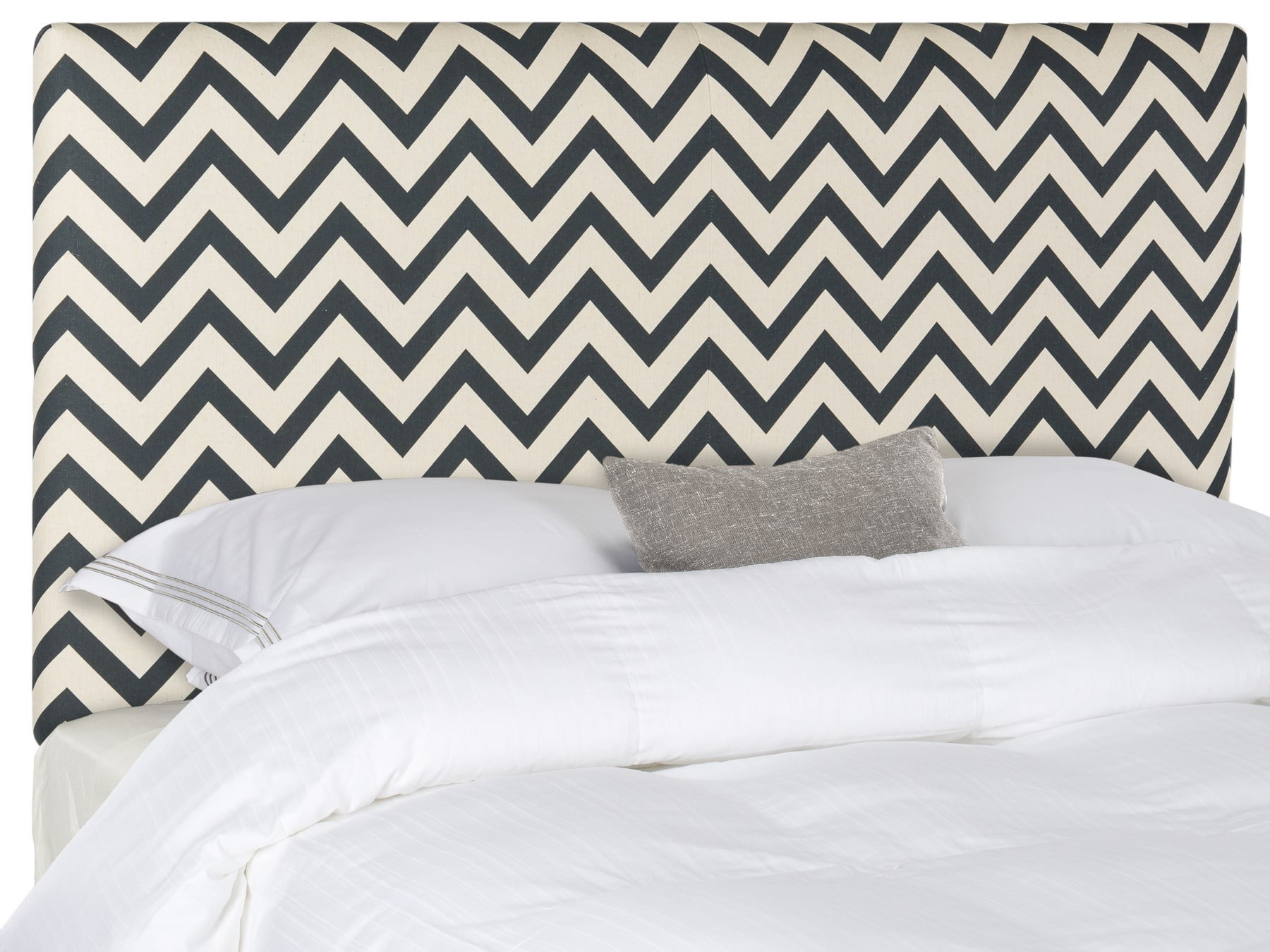 SAFAVIEH Ziggy Chevron Stripes Upholstered Headboard, King, Navy/White Zig Zag