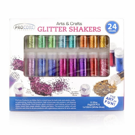 Colored Jars - Glitter Shaker 24 Multi Colored Jar Set, Extra Fine For Scrapbooking, Gel Nails, Making Slime, Greeting Cards, Great For Holiday Decorations, Bonus Craft Glue Bottle ?