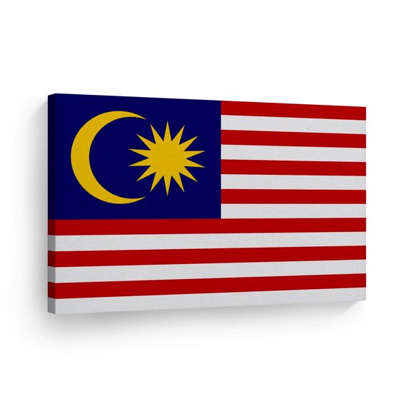 Smile Art Design Malaysia Flag Canvas Wall Art Print Country Flags Office Living Room Dorm Bedroom Kitchen Man Cave Sports Club Bar Decor Modern Home Decor Made in USA - 30x40