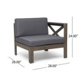 thumbnail image 6 of Mamie Outdoor Acacia Wood 5 Piece Sofa Set, Gray and Dark Gray, 6 of 9