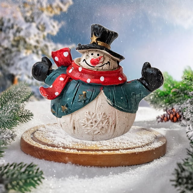 Figuras de resina de muñeco de nieve para mesa, decoración navideña | Figura de muñeco de nieve pequeña multicolor para centros de mesa, repisas y decoraciones navideñas de 4,5 cm