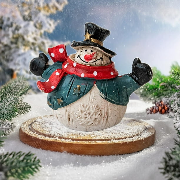 Figuras de resina de muñeco de nieve para mesa, decoración navideña | Figura de muñeco de nieve pequeña multicolor para centros de mesa, repisas y decoraciones navideñas de 4,5 cm