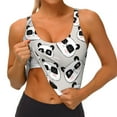 thumbnail image 4 of Haiem Cute Panda Pattern Womens Sports Bra - U Neck Padded Low Impact Yoga Bra Workout Crop Top Gym Moisture-Wicking Workout Vest -Small, 4 of 9