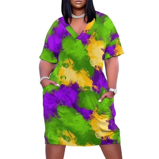 Mardi Gras Splash-vestido holgado con bolsillos para mujer Vestidos de Noche de graduación