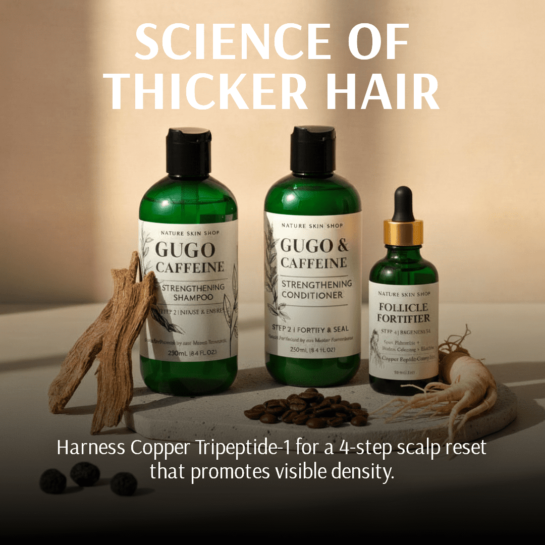 Nature Skin Shop Gugo Volumizing Hair Set, with Biotin & Caffeine, Shampoo & Conditioner for Thicker Fuller Looking Hair, 2-Piece Bundle