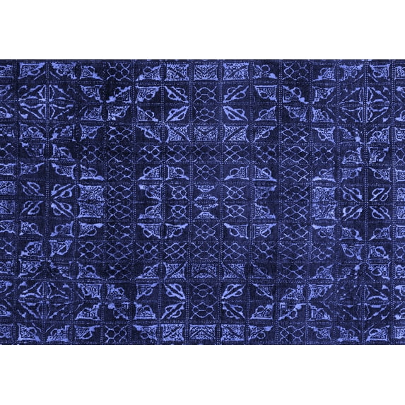 Ahgly Company Machine Washable Indoor Rectangle Abstract Blue Modern Area Rugs, 5' x 7'