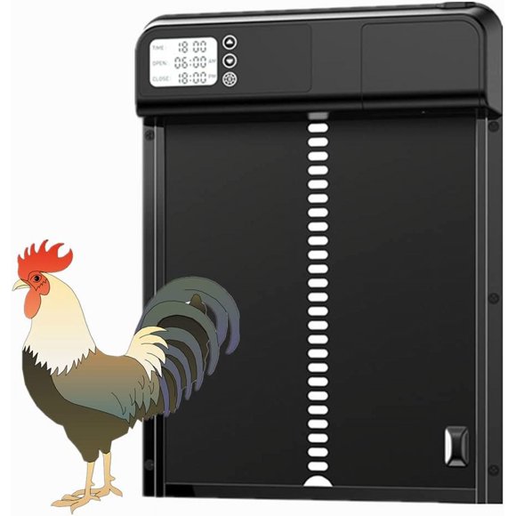 New Automatic Chicken Coop Door, 3.0 Smart Metal Chicken Coop Door, Metal Animal Door with Timer, Suitable for Chickens, Ducks, Pigeons, etc. (Black)