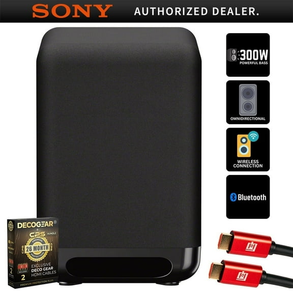 Sony SA-SW5 7.1" Wireless Subwoofer for HT-A9/A7000 Bundle with 2x 4K HDMI 2.0 Cable & Deco Gear CPS Exclusive 26 Month Protection Pack (BEACH-CPS-261000)