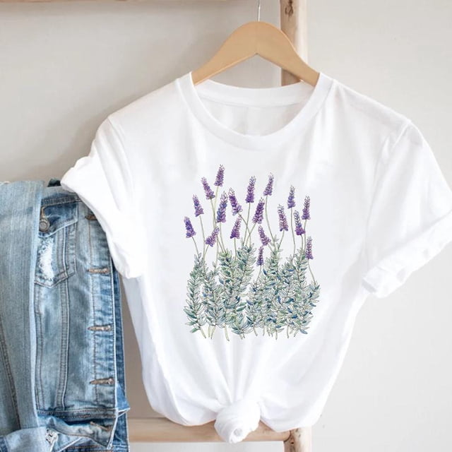 Camiseta con estampado Floral de flores de los 90 para mujer, ropa de calle de estilo de dibujos animados para mujer, camiseta estampada, camiseta gráfica para mujer Tan Jianjun unisex