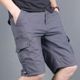 thumbnail image 2 of WRKEKC Cargo Shorts for Men, Summer Shorts for Men, Men Casual Comfy Solid Pocket Waist Drawstring Regular Short Pants M, 2 of 5