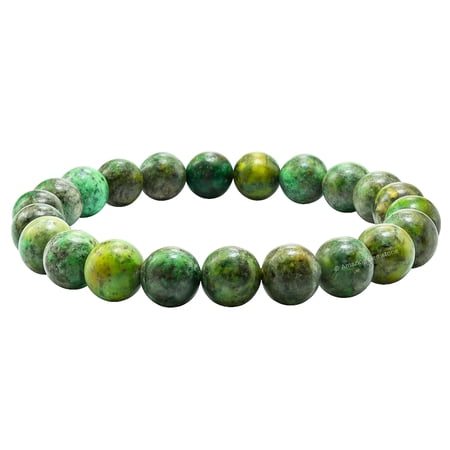 African Turquoise Bracelet - 8mm Beaded Stretch Bracelet and Healing Stones