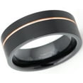 thumbnail image 2 of 2-Tone Tungsten Wedding Ring - Band for Mens & Womens- 8mm Black IP Tungsten Ring - Pipe Cut Tungsten Band, 2 of 3