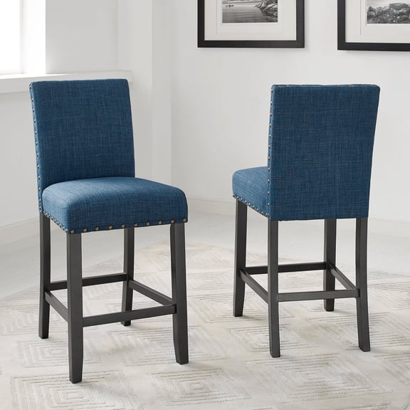 Roundhill Furniture Biony Fabric Nail Head Counter Height Stools