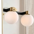 thumbnail image 6 of JONATHAN Y Modernist Globe 15.25" 2-Light Metal/Frosted Glass Modern Contemporary LED Vanity, Brass Gold/Black, 6 of 10