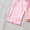 thumbnail image 5 of Bjutir Pjs For Girls Fall Winter Lapel Long Sleeve Tops With Pants Pajamas Satin Silk Button Down Classic Striped Printed Sleepwear Loungewear Red Size 7-8 Years, 5 of 7