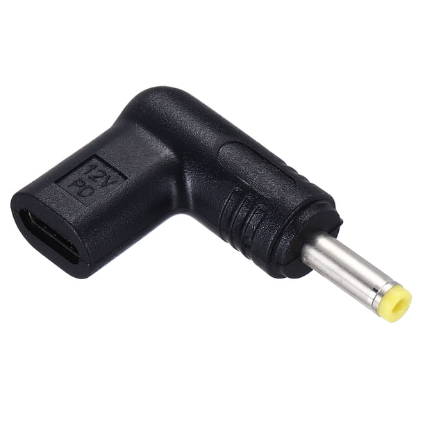 Adaptador Uxcell USB 3.1 de hembra Type-C a macho DC, adaptador en ángulo de 12V Type C a DC4017 4.0x1.7mm para banco de energía PD fuente notebook laptop tableta