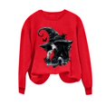 thumbnail image 6 of thefmos Women's Long Sleeve Pullover Sweatshirt Halloween Print Lightweight Solid Color Casual Top Trendy Spooky Season Outfit, Red 2XL, 6 of 6
