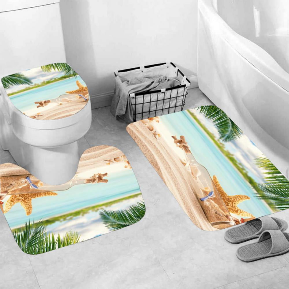 Turtle Shower Curtain Four-piece Set, Bathroom Decor Sets With Rugs Include  Waterproof Shower Curtain Non-slip Rug Toilet Lid Cover Bath Mat And 12  Plastic Hooks - Temu