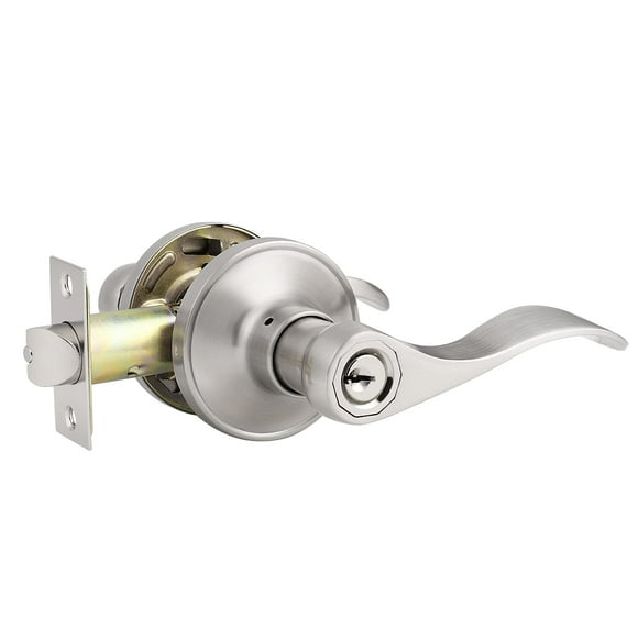 Knobonly 10 Pack Brushed Nickel Finish Entrance/Entry Door Levers for Right or Left Handed Keyed Door Lockset
