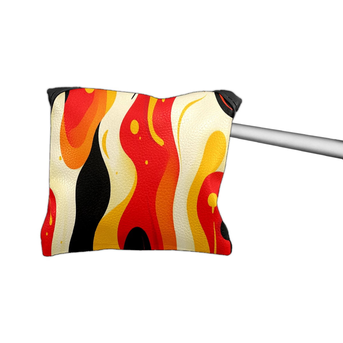 Golf Mallet Putter Cover Premium Leather Waterproof Golf Putter Head Cover with Magnetic Closure Red And Yellow Abstract Pattern