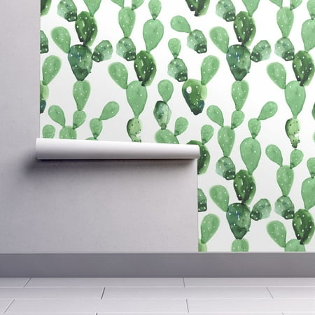 Removable Water-Activated Wallpaper Watercolor Watercolor Paddle Cactus