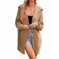 thumbnail image 3 of Women Oversized Chunky Knit Open Front Cardigan Sweater Button Up Rib Knitted Sweater Jacket Fall Khaki S, 3 of 9