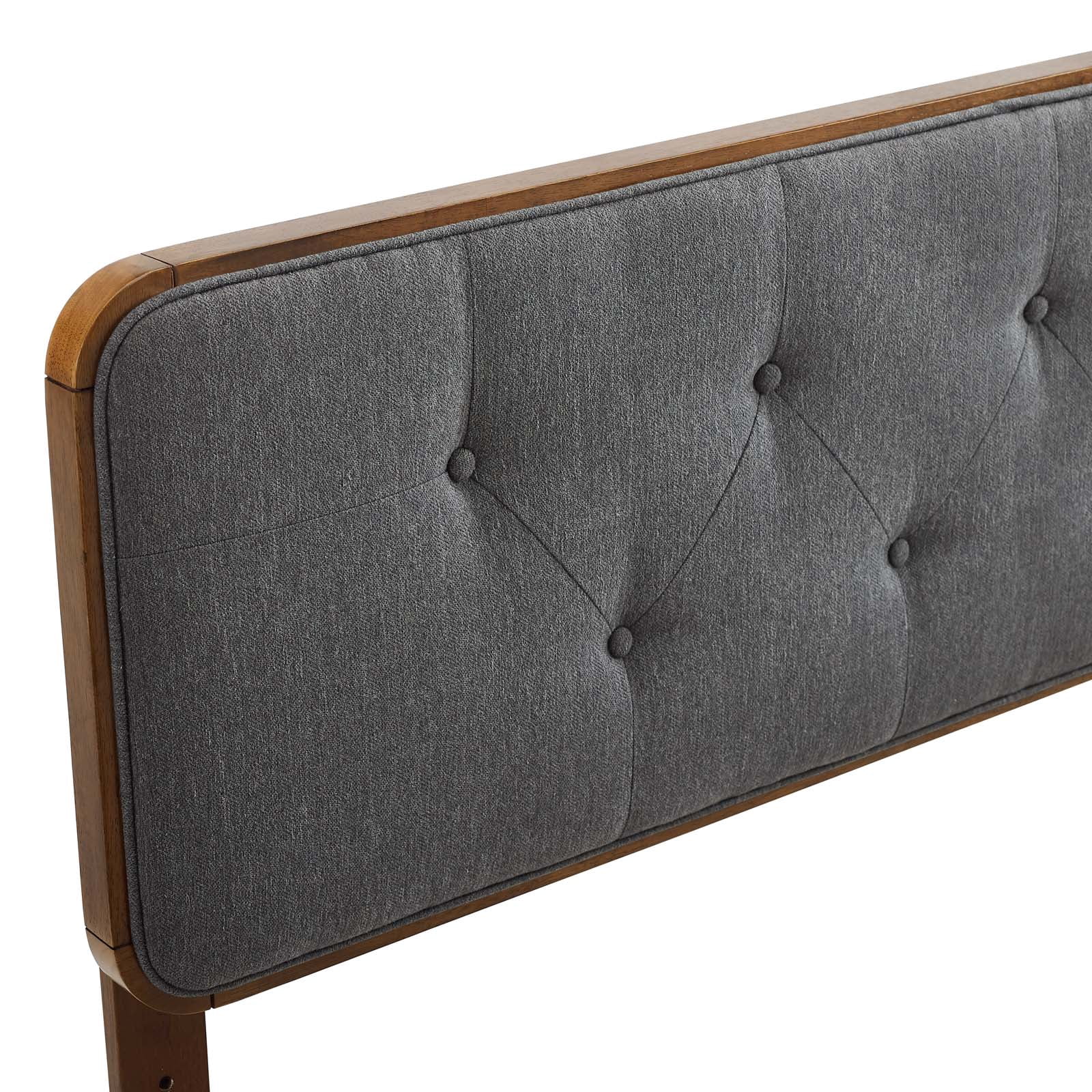 Modway Collins Tufted King Fabric and Wood Headboard in Walnut/Charcoal