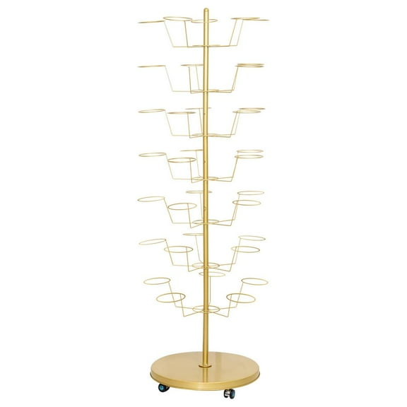ToHu Standing Hat Rack Tree 7-Tier Gold Metal Movable Tree Rack Stand with Wheels 35 Hooks Wig Retail Hanger Hat Holder for Bedroom Entrance Floor Rack for Home or Commercial right