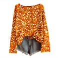 thumbnail image 4 of Telankuip Sparkly Sequin Printed Sweaters for Women Round Neck Long Sleeve Carnival Party Tops Lightweight Soft Comfy Holiday Party Casual Outfits Loose Fit Versatile Blouse 9-Orange S, 4 of 4