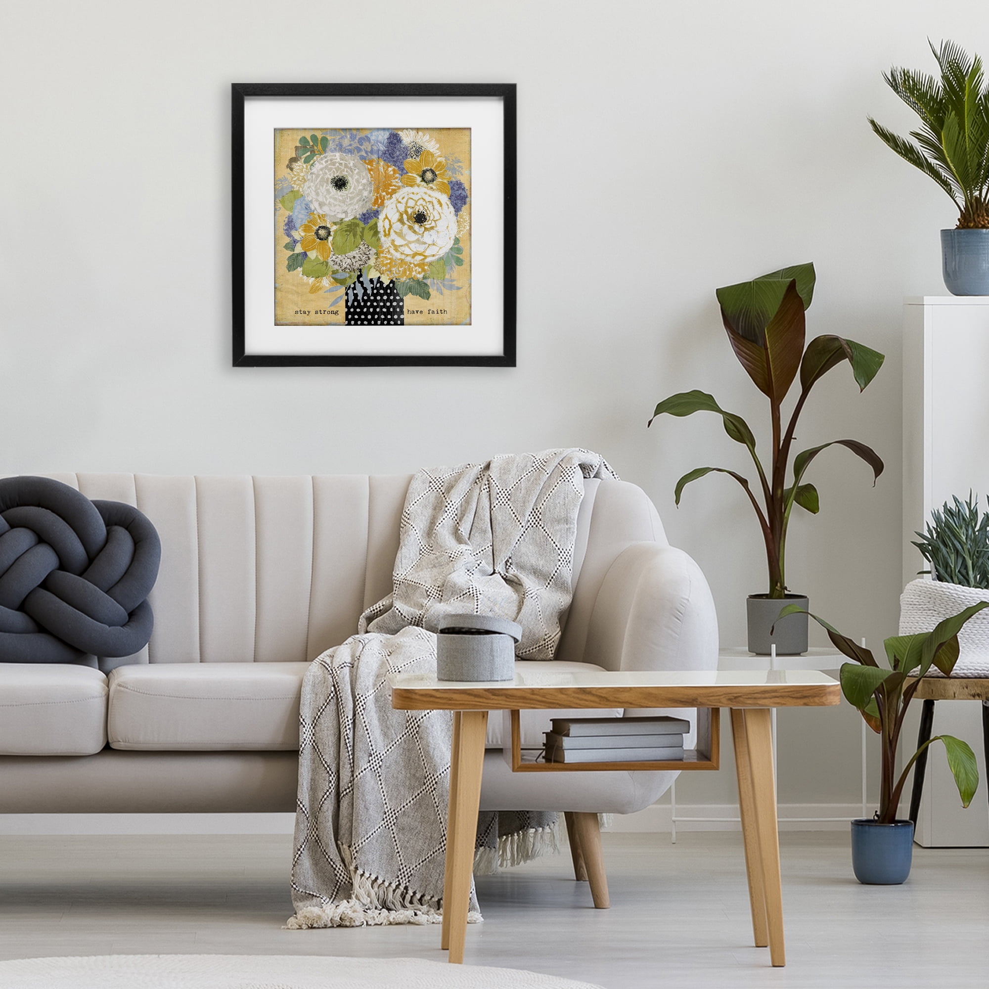 Stupell Industries Stay Strong Have Faith Black Framed Print Under Glass, design by Suzanne Nicoll