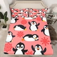 thumbnail image 2 of Manfei Cute Cartoon Penguin Bed Sheets 4pcs, Kawaii Animal King Sheets, Pink Snowflakes Sheet Set, Super Cozy Room Decor, 2 of 7