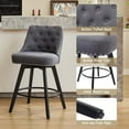 thumbnail image 3 of BENESKY Swivel Bar Stools Set of 2, Modern Counter Height Bar Stools with Back and Wood Legs, 26" H Seat Height Upholstered Barstools Bar Chair for Kitchen Island Home Bar, Linen Fabric Gray, 3 of 8