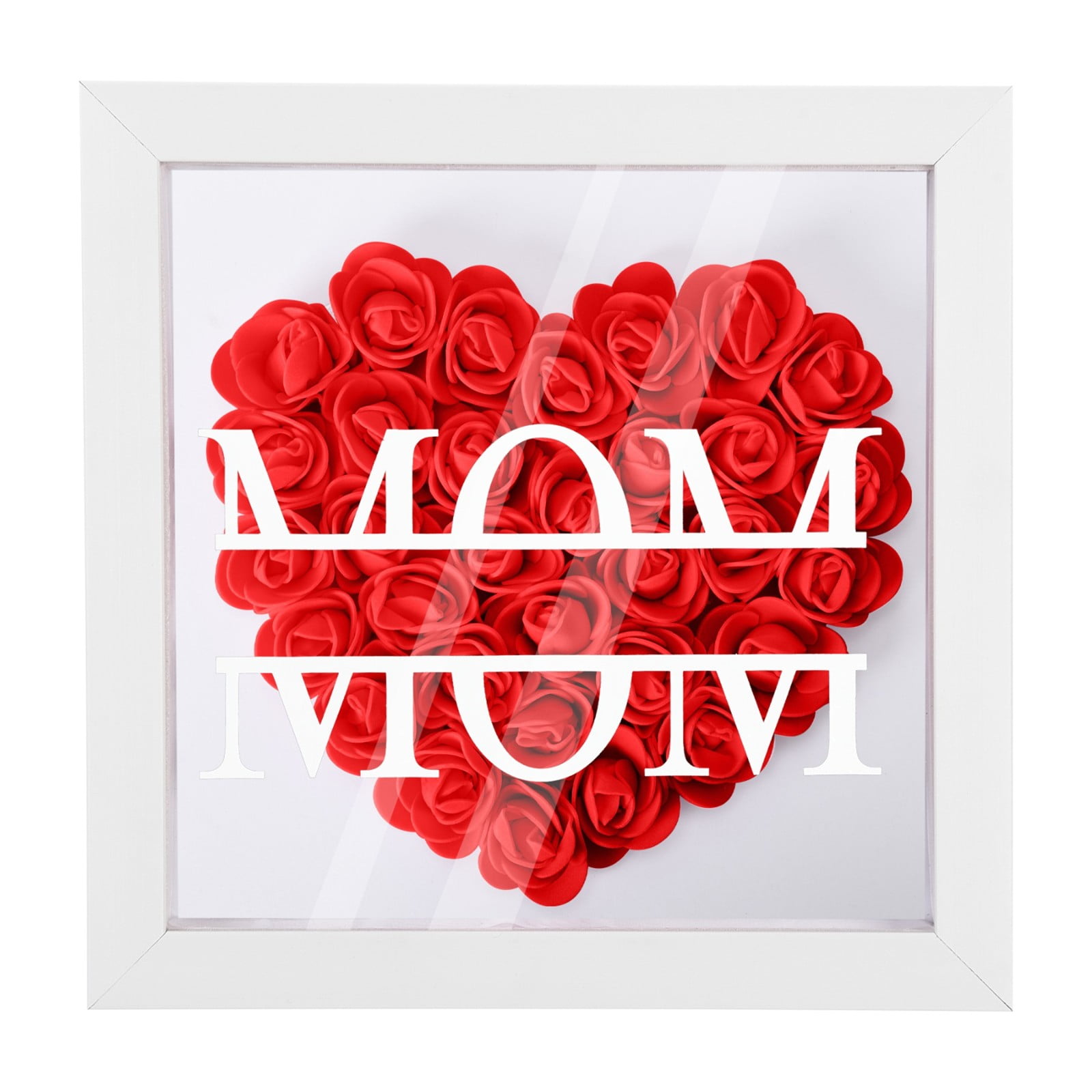 Personalized Mom Flower Shadow Box With Name Preserved Rose Picture