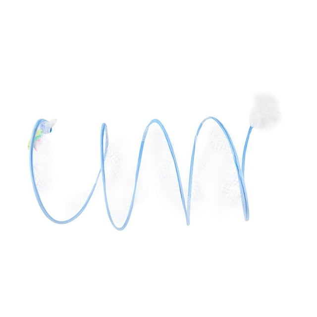 Guardoinrt Foldable Indoor Cat Tunnel S Type Portable Playing Tent Durable Spring Toy Blue L Mouse 1Set