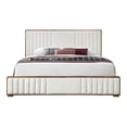 thumbnail image 3 of ACME Kaleea Chenille Upholstered Tufted Queen Bed in Beige and Walnut, 3 of 9