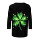 thumbnail image 4 of Ounisa St. Patrick's Day Sweatshirt for Women Clover Graphic T-Shirts Patty's Day Color 3/4 Sleeve Tee Tops, 4 of 5