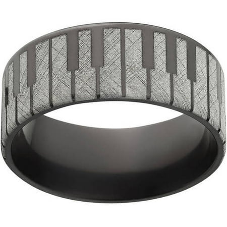10mm Flat Black Zirconium Ring with Lasered Piano Key Design