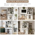 thumbnail image 2 of 72" Farmhouse Bar Cabinet with Sliding Barn Door, Tall Kitchen Buffet with Storage Hutch and 3 Drawer, Rustic Coffee Wine Bar Sideboard with Wine & Glasses Rack, for Living Room, Washed White, 2 of 8
