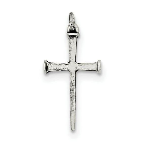Sterling Silver Antiqued Nail Cross Pendant (25 X 13) Made In United States qc5237